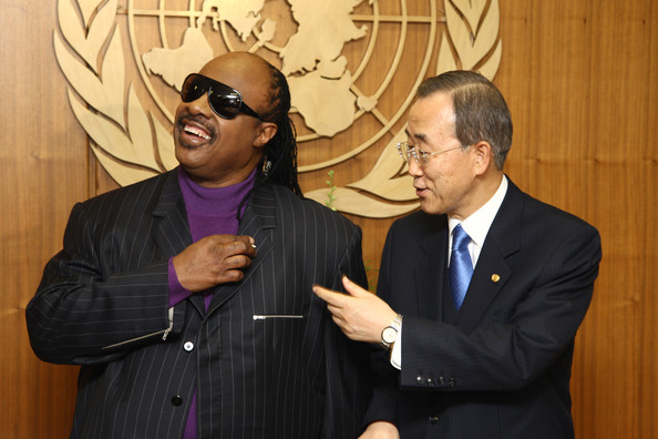 Stevie Wonder UN Messenger of Peace with Banki Moon